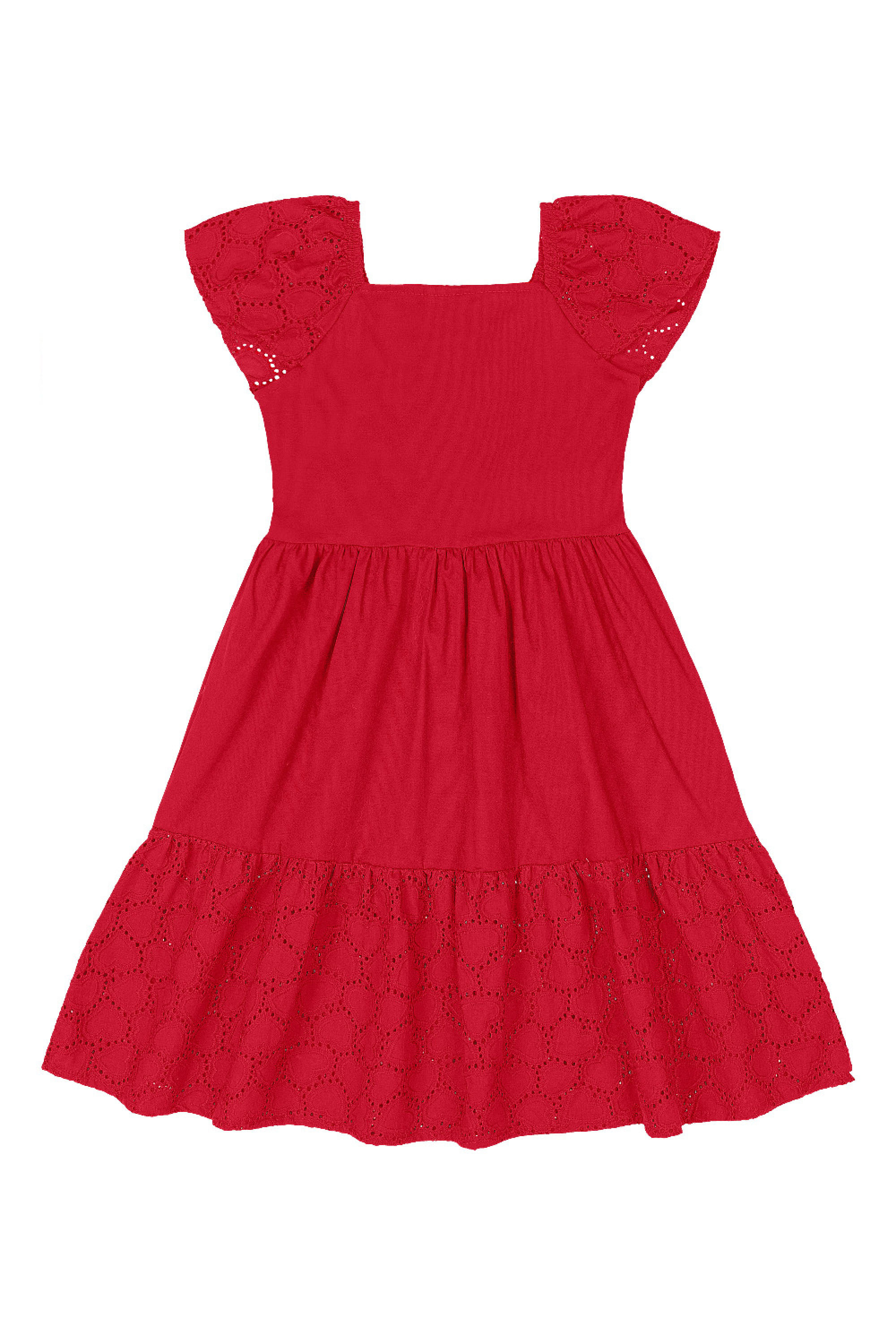 Vestido Infantil em Laise com Babado (Vermelho) Quimby - Imagem 9